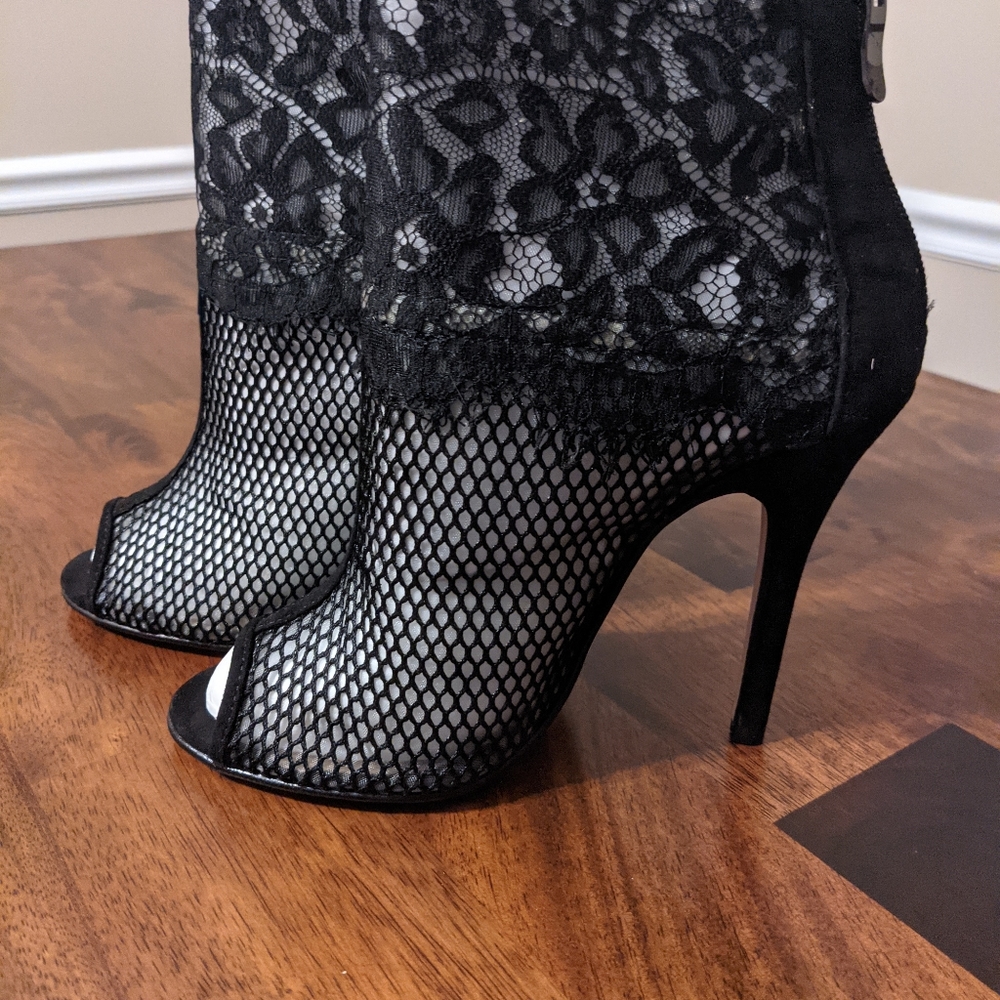 Chinese Laundry Jeopardy Black Mesh and Lace Heels